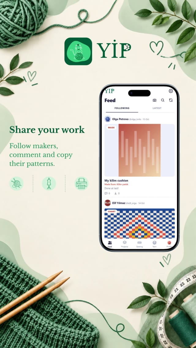 Share your work - follow makers, comment and copy their patterns