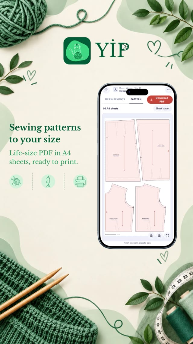 Sewing patterns to your size - life-size PDF in A4 sheets, ready to print