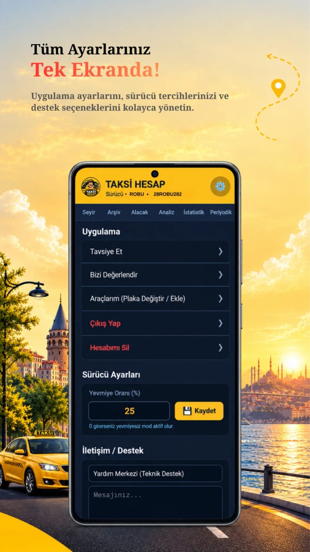 Settings - your vehicles, rates and support in one place